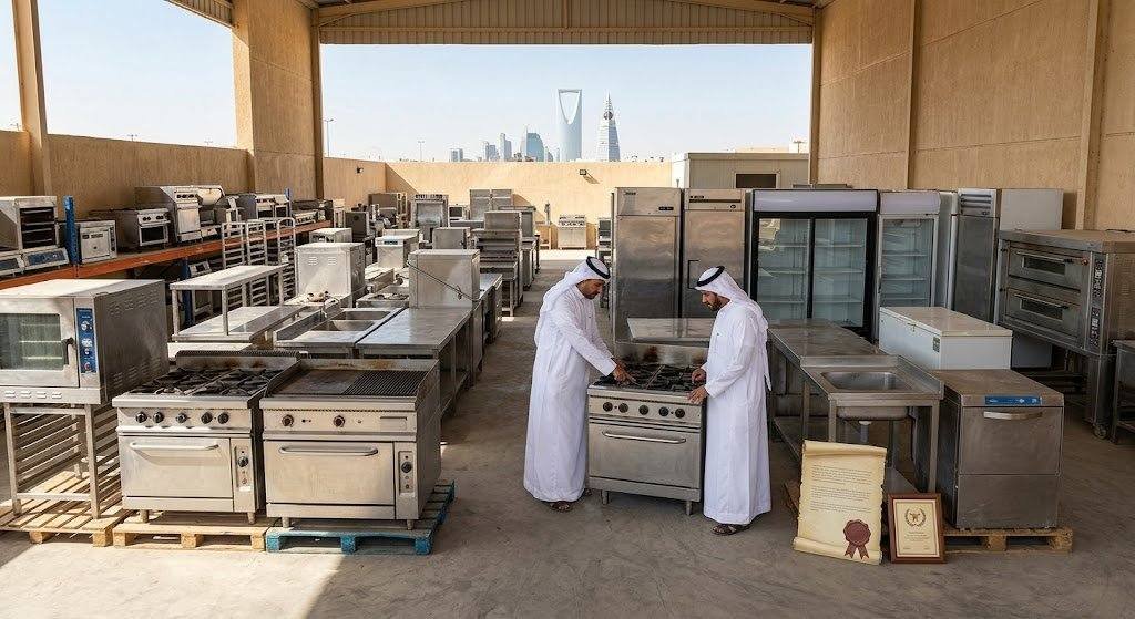 فريق عمل محترف يقوم بفحص وتقييم ونقل معدات المطاعم والأجهزة التجارية بدقة وعناية ضمن خدمات نشتري معدات المطاعم المرقب لضمان تقديم أفضل الأسعار وراحة العملاء.